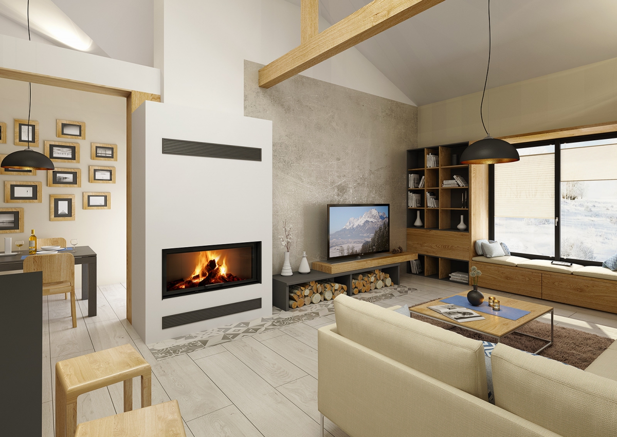 HEAT 3g L 110.50.01 - конвекционная каминная топка с выдвижной подъёмной дверцей