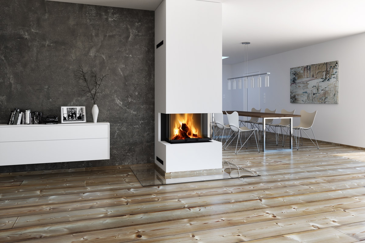 HEAT C 3g L 65.52.31.01(21) - конвекционная трёхсторонняя каминная топка с подъёмной дверцей и гнутым (раздельным) стеклом