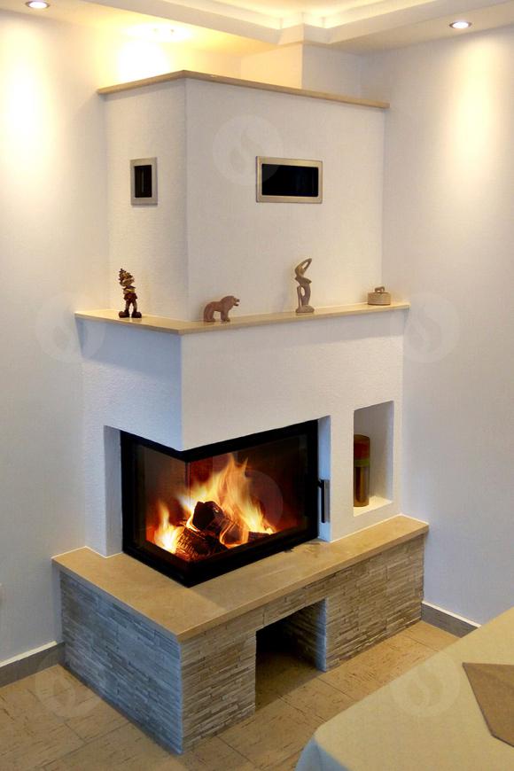 HEAT R/L 2g S 65.51.40.01(21) - конвекционная угловая каминная топка с цельногнутым (раздельным) стеклом