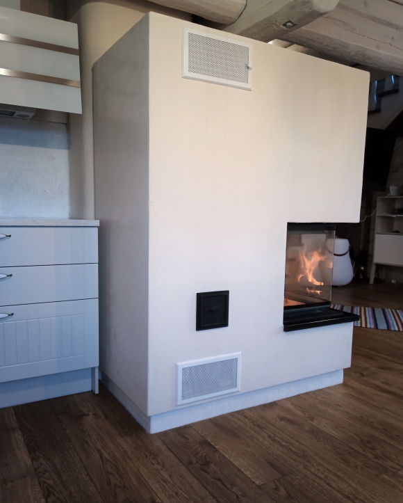 HEAT R/L 3g L 65.51.40.01(21) - конвекционная угловая каминная топка с подъёмной дверцей и цельногнутым (раздельным) стеклом