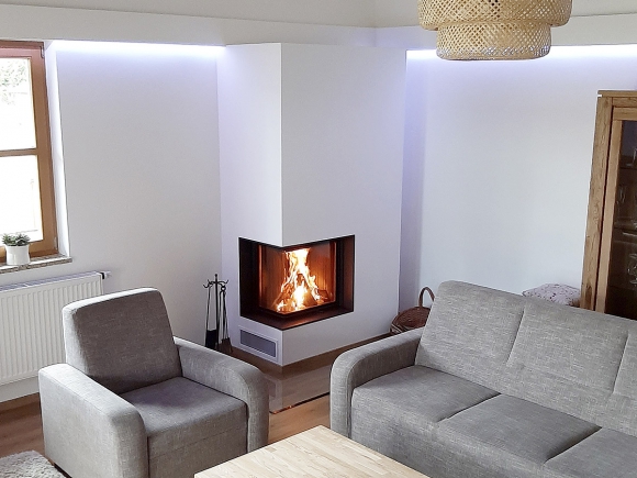 IMPRESSION R/L 2g L 71.60.34.21 - каминная топка угловая с подъёмной дверцей и составным стеклом