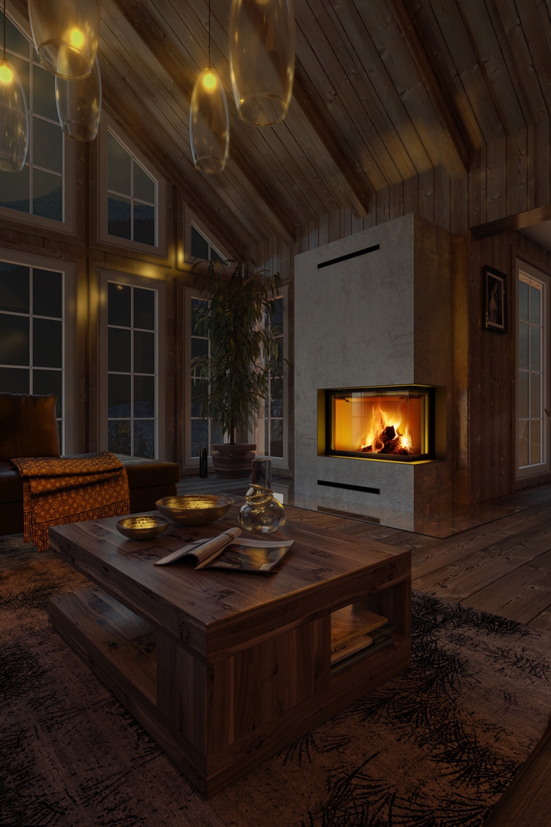 IMPRESSION R/L 2g S 71.60.34.21 - каминная топка угловая с составным стеклом